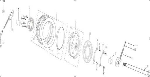 [PB00031-B1/A9] Eje de Aro Trasero para Kayo TS 90 / TSD