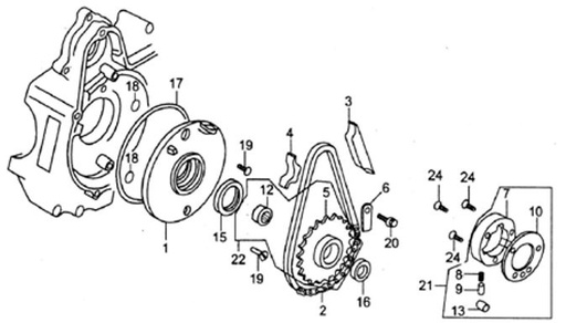 [AY70315-OF/Z9] Retenedor Cigueñal Izquierdo Pitsterpro XjR MX FXR / Kayo Ay AT TS TSD TT