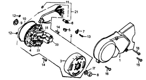 [CM00001-B1/1.3] Tapa de Bolante para Pitsterpro / Kayo 50 - 125cc (arranque mecanico solo)