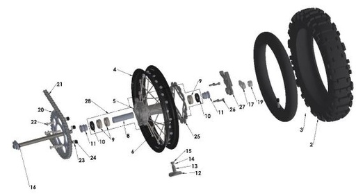 [WCC60010-B1/L9] Eje de aro Trasero para Cobra CX 65 2022-Actual