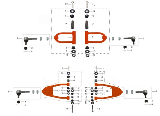 [902002-0029-B1/A3] Bushing de Horquilla Delantera para Kayo A150 (par)