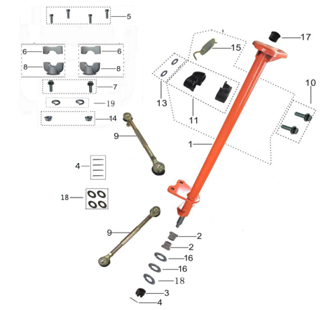 [603001-0027-B1/C13] Barra de Direccion para Kayo A150 (incluye Rotulas)