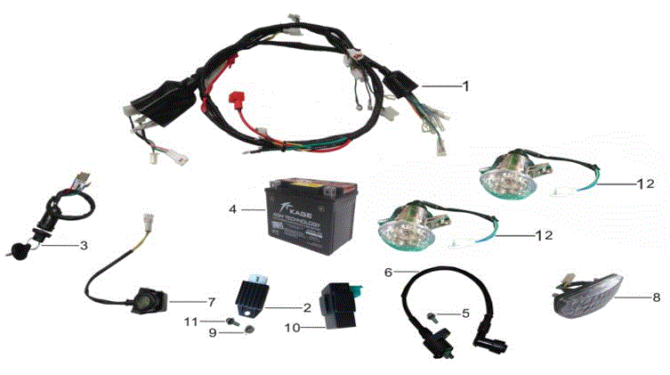 [308001-0013-B2/C3] Foco de Luz Principal para Kayo AY 70 (Kit)