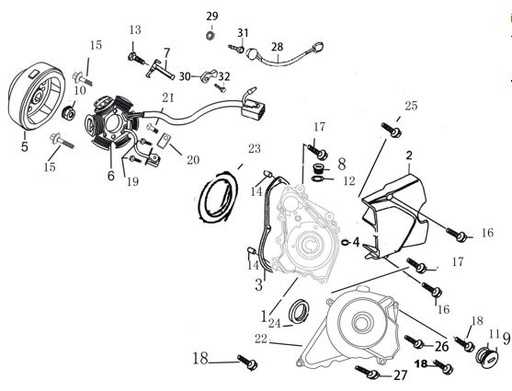 [1010190550-B1/K9] Tapa de Bolante para Kayo TS 70 90 TSD 110 TT 125 / Pitsterpro XjR MX