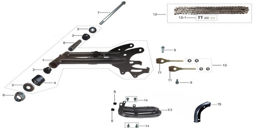 [902002-0028-B1/Q8] Bushing de Horquilla Trasera para Kayo A150 (Kit)