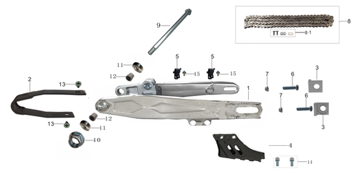 [553000-0044-B3/D] Horquilla Trasera para Kayo TT 190 R (Aluminio)